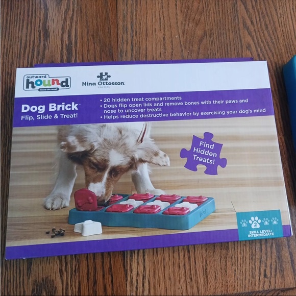 Outward Hound Interactive Dog Puzzle Brick Treat Flip Lid Enrichment Busy Toy - Picture 10 of 11